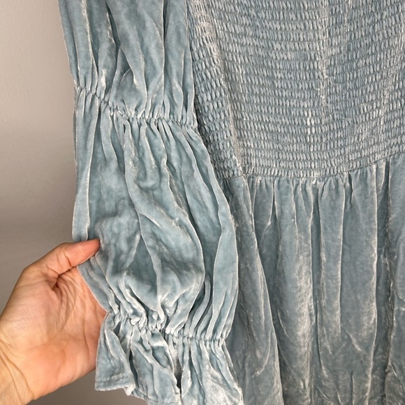 NWT Reformation Albi Silk Velvet Mini Dress in Turquoise - Picture 5 of 9